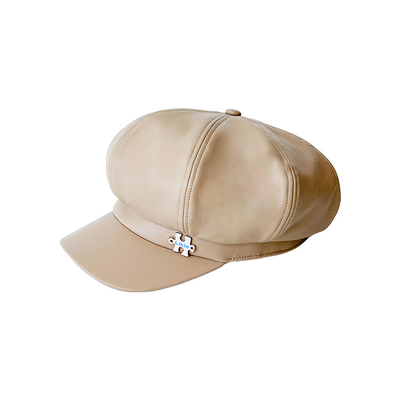 Fine Eco-Leather Patchwork Newsboy Cap