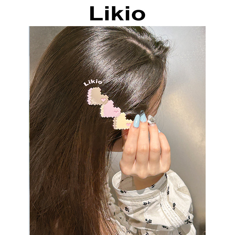Mosaic Biscuit Bubble Heart Colorblock Hair Clip