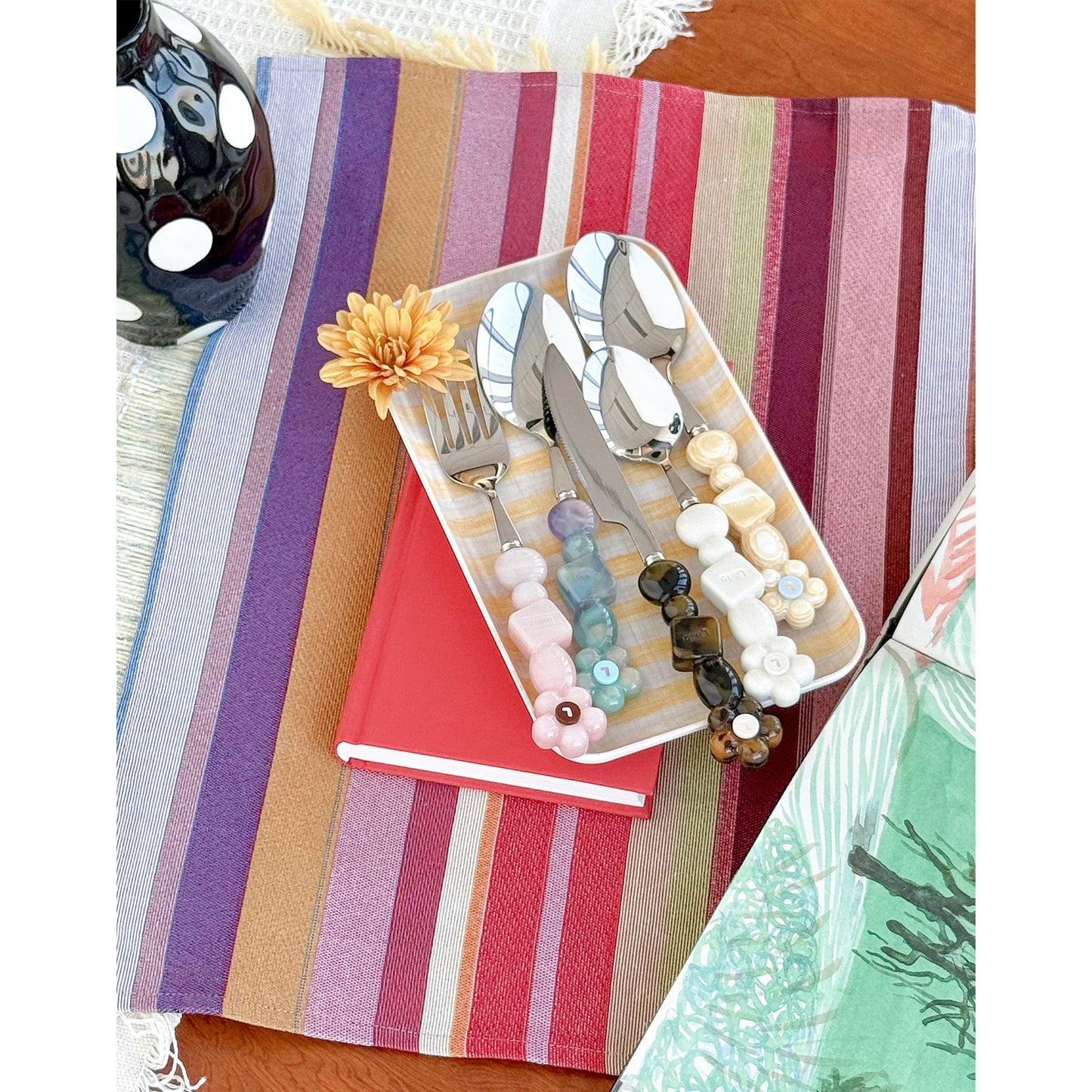 Floral Beads Geometrics Cutlery Set