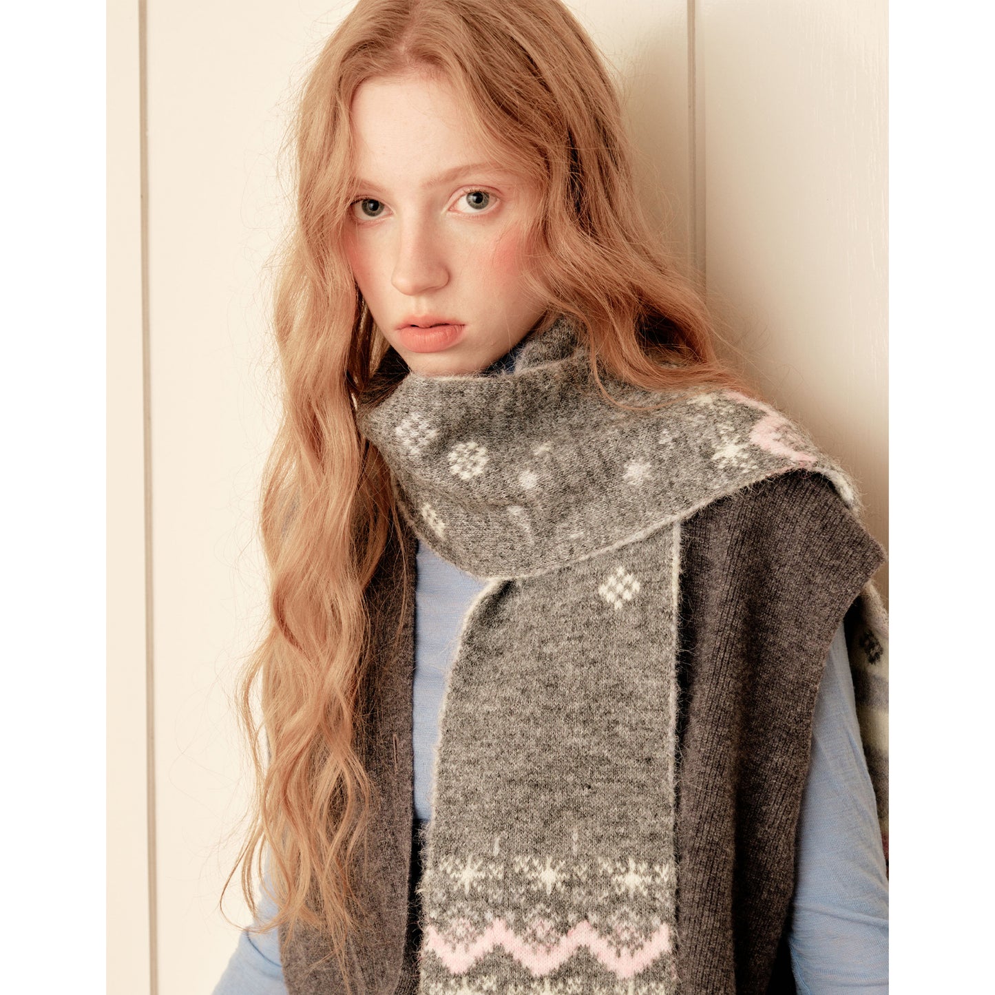 FuFu Bear Chef Fair Isle Jacquared Wool Scarf