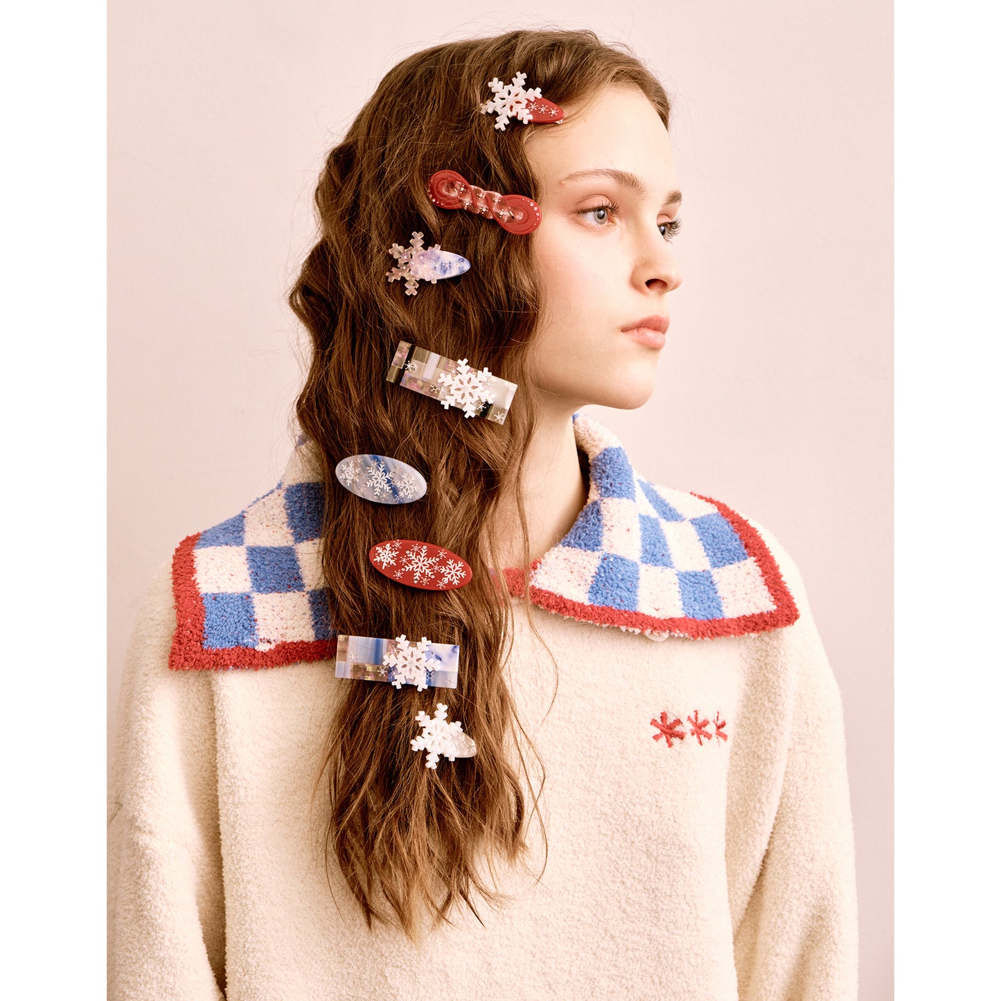 Whimsical Holiday Snowflake mini Waterdrop Hair Clip