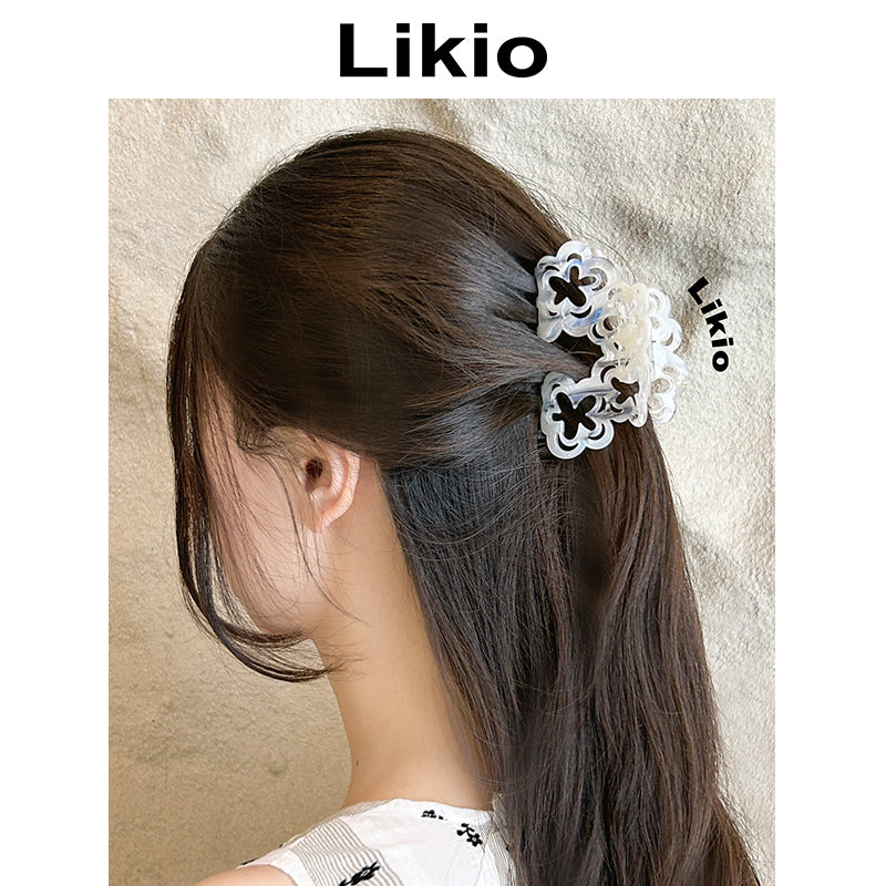 Hand-Drawn Floral Halo Cutout Hair Claw