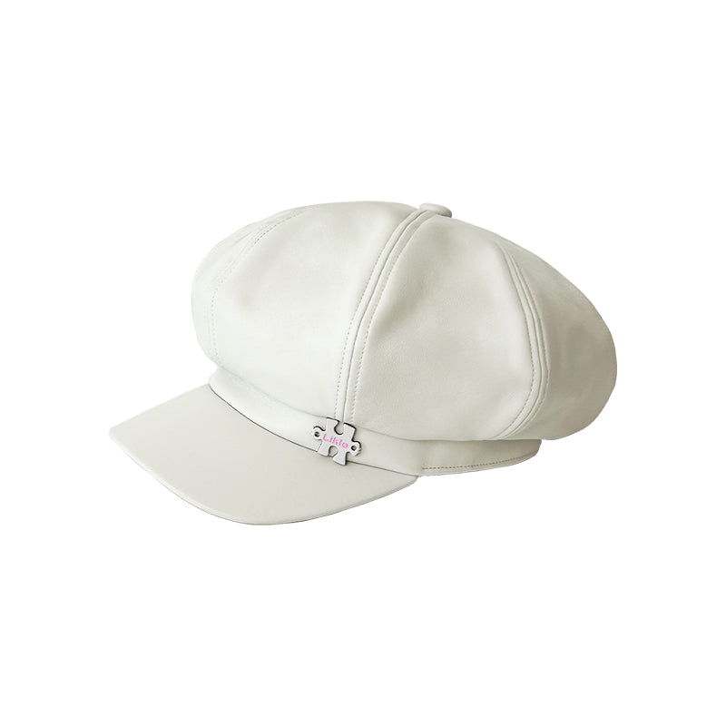 Fine Eco-Leather Patchwork Newsboy Cap