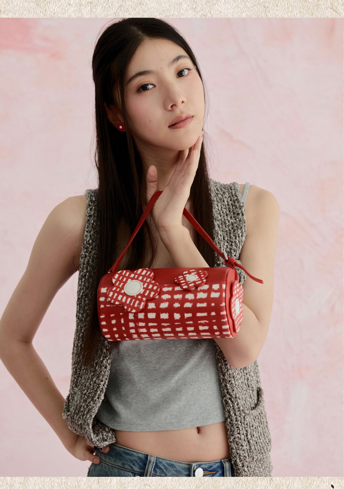 Likio x Xiaoxiao – Floral Patchwork Barrel Bag