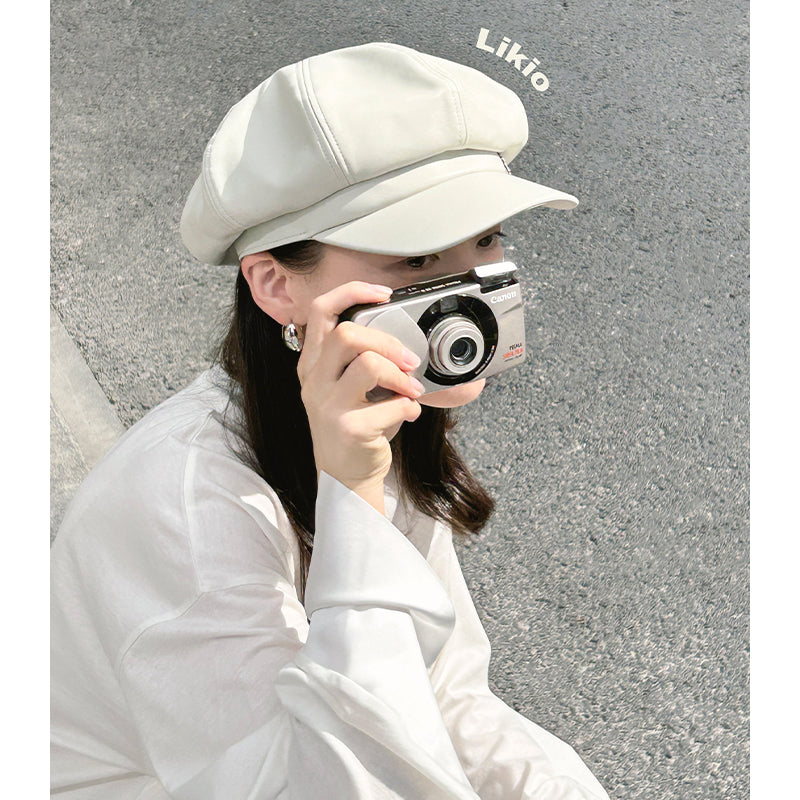 Fine Eco-Leather Patchwork Newsboy Cap