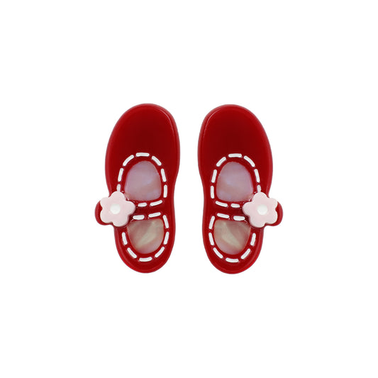 Floral Button mini Mary Jane Hair Clip