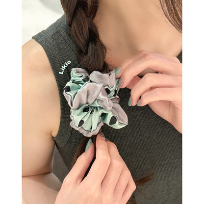 Likio Sea Dream Coral Silk Colourblock Beaded Scrunchie