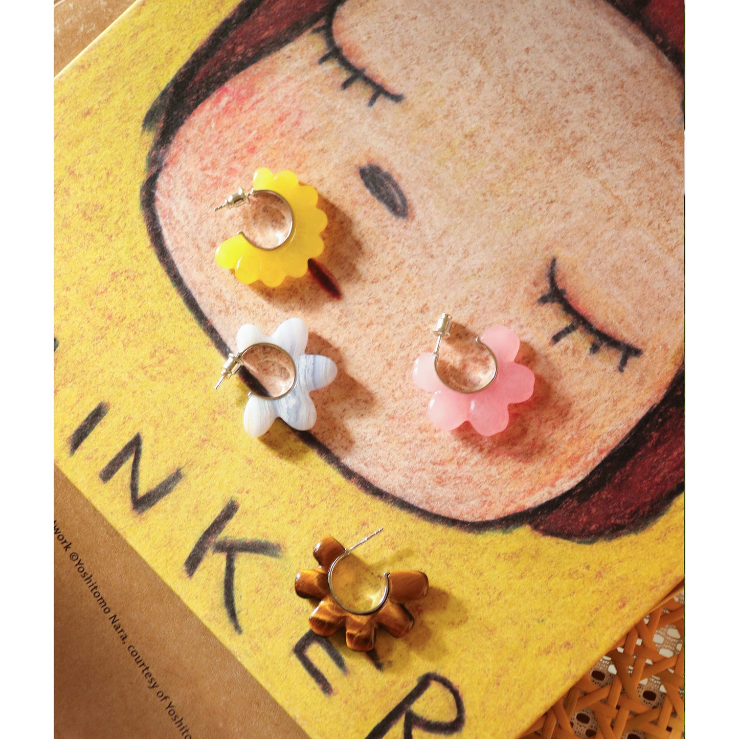 Coconut Holiday – Sculpted Gem Hoop Earrings