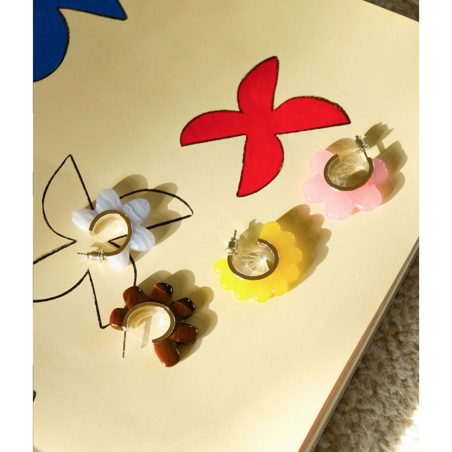 Coconut Holiday – Sculpted Gem Hoop Earrings