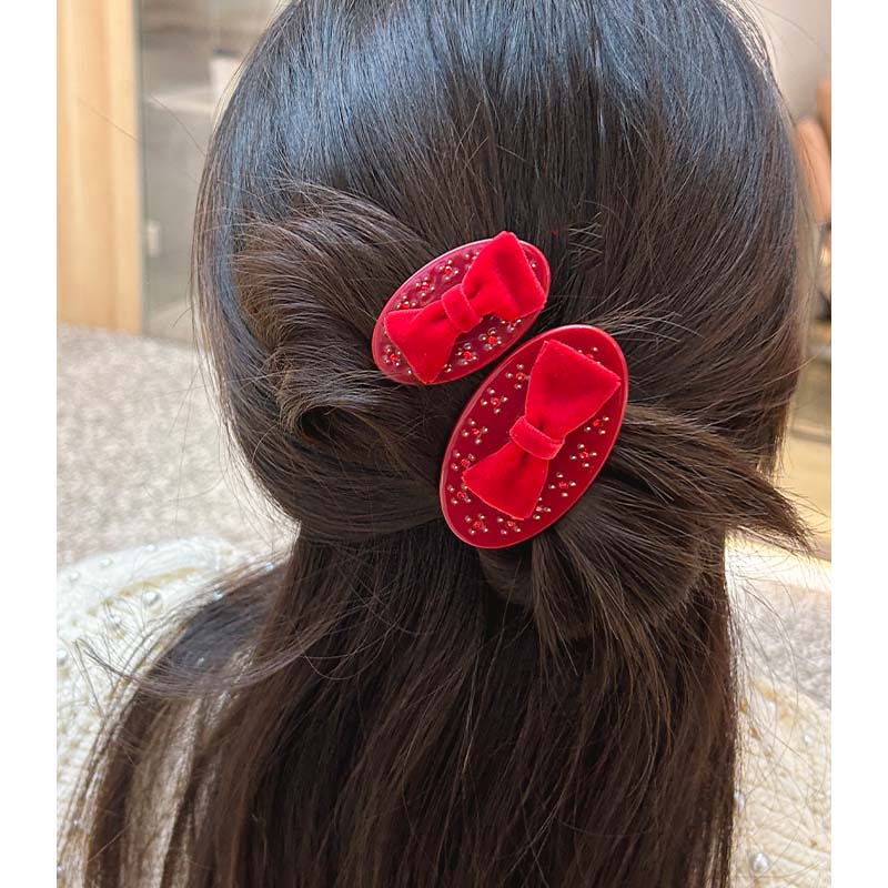 velvet Bow badge Side Hair Clip