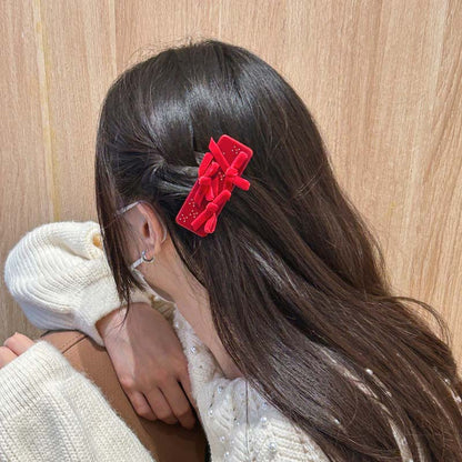 velvet Bow badge Side Hair Clip