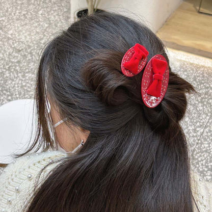 velvet Bow badge Side Hair Clip