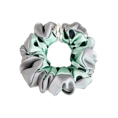 Ocean Dream Coral Shell Polka Dot Silk Scrunchie