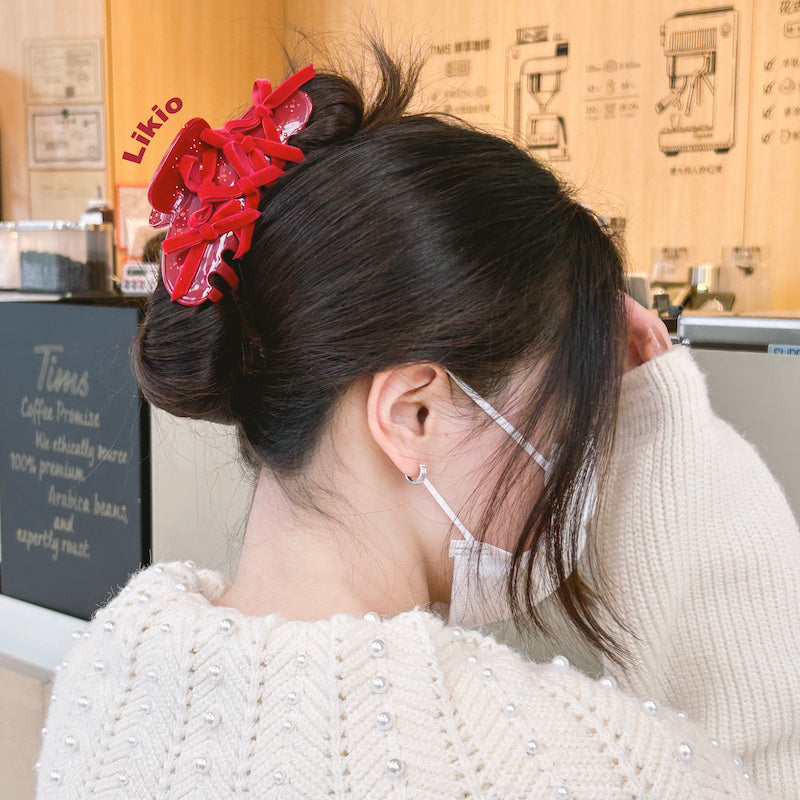 Flame velvet Bow Hair Clip