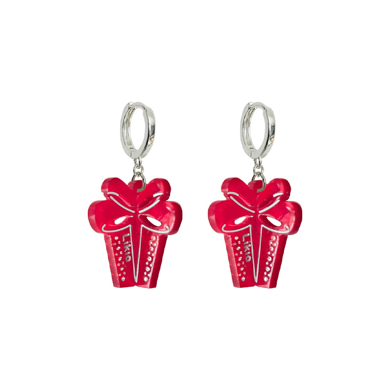 3D Ribbon Gift Earrings