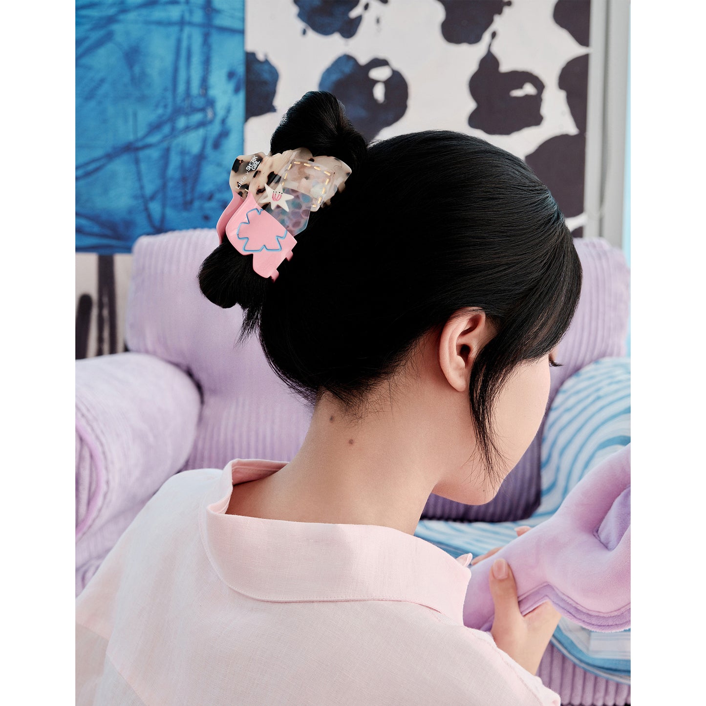 Likio × Sharkgirl Florist Collection - Floral Outline Collage Doodle Hair Claw