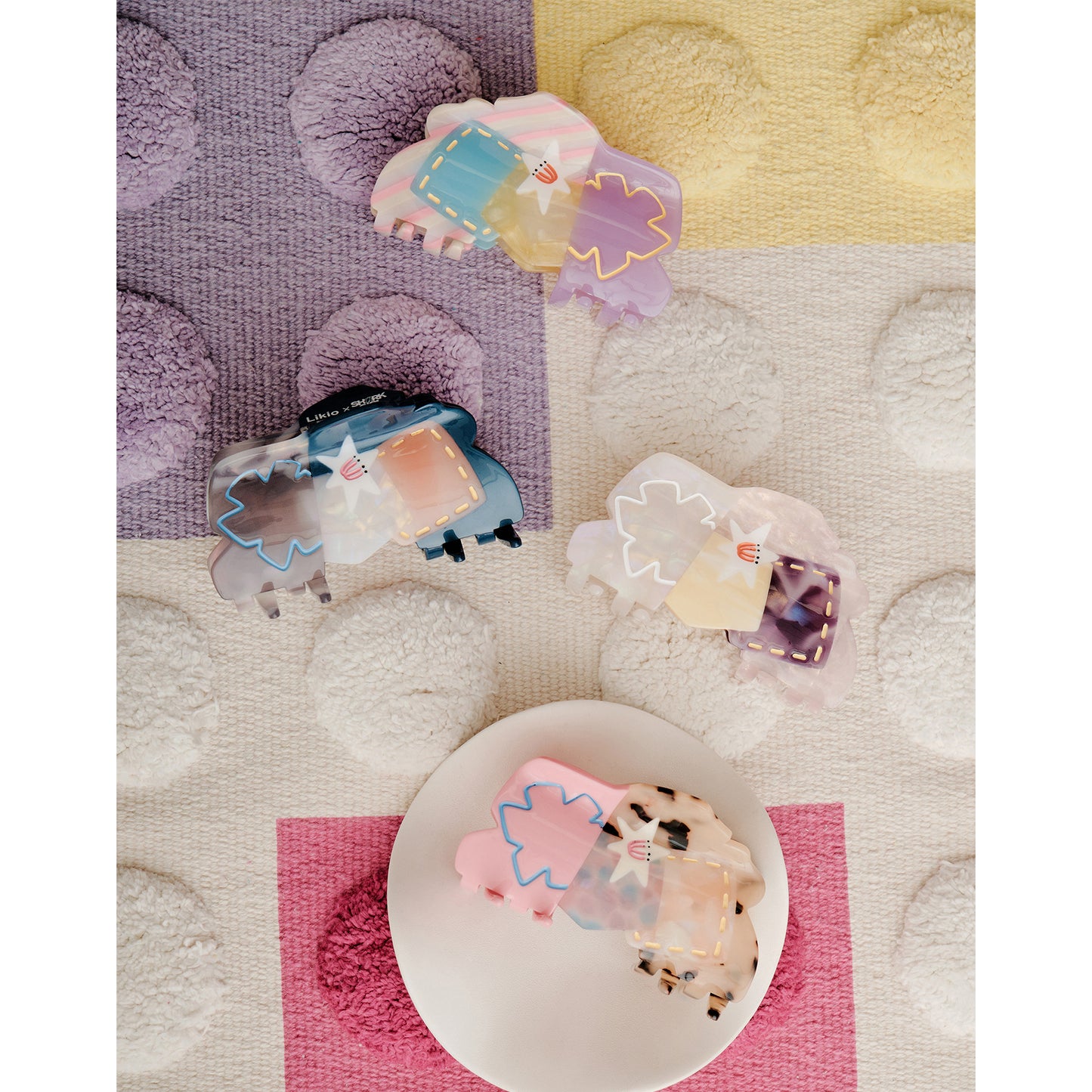 Likio × Sharkgirl Florist Collection - Floral Outline Collage Doodle Hair Claw