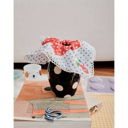 Likio × Sharkgirl Florist Collection - Embroidered Vase Offset Handkerchief Scrunchie