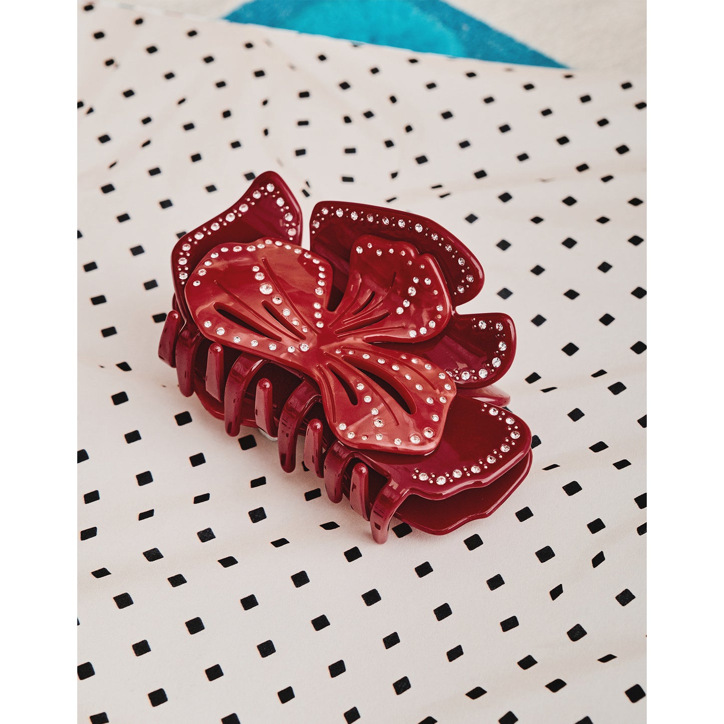 Likio Floral-Shadow Layered Diamond Hair Claw