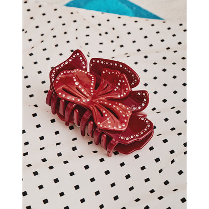 Likio Floral-Shadow Layered Diamond Hair Claw