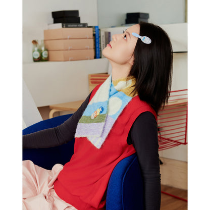 Doodle Buttons Color Block Scarf