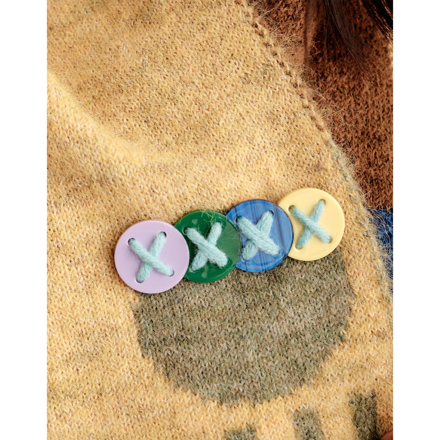 Doodle Buttons Color Block Scarf