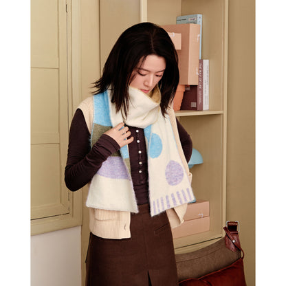 Doodle Buttons Color Block Scarf