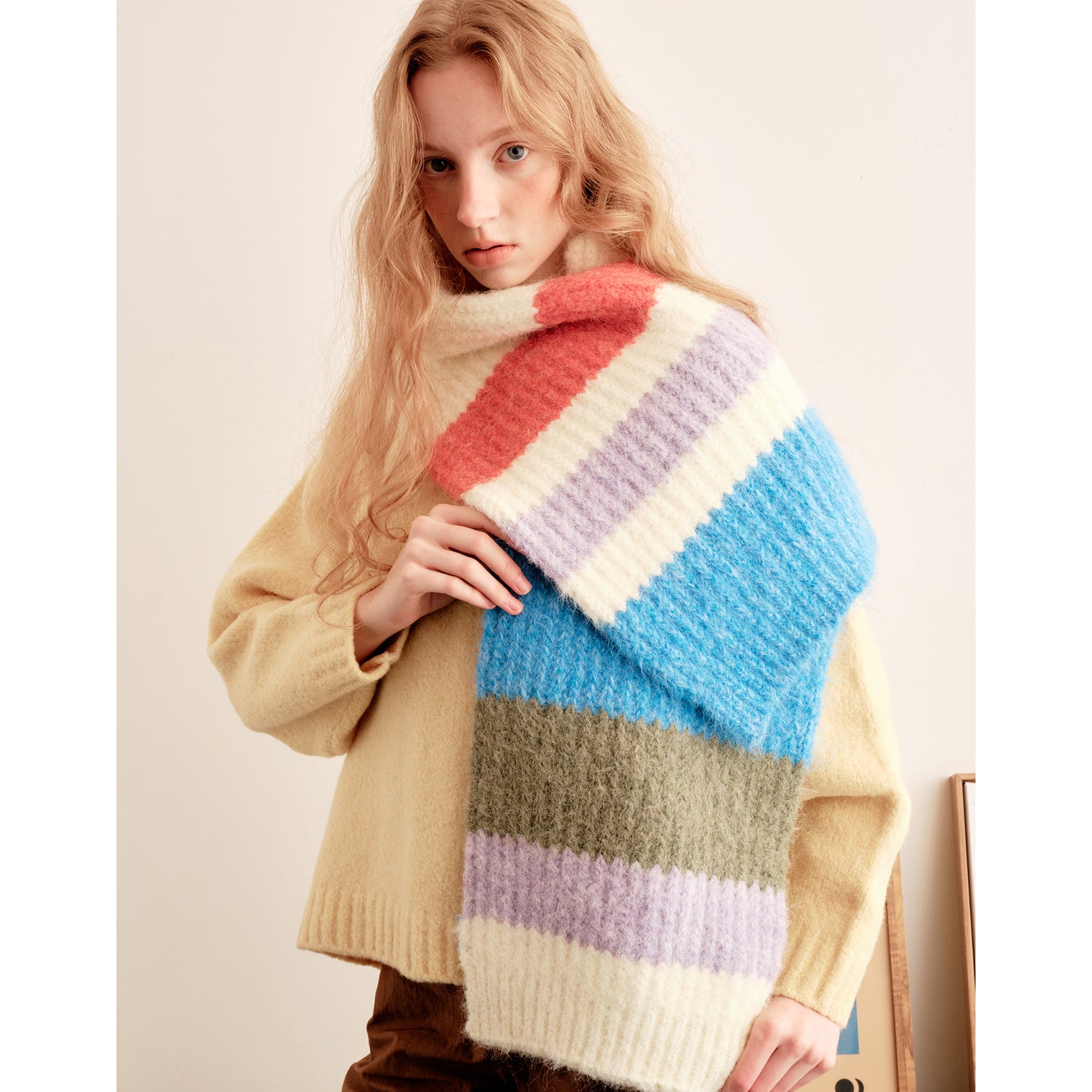 Doodle Rainbow Plush Wool Scarf