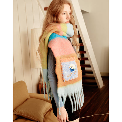 Doodle Puppy Rainbow Mohair Scarf