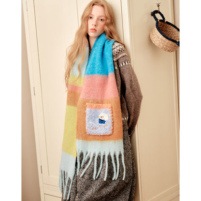 Doodle Puppy Rainbow Mohair Scarf