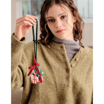Whimsical Holiday Snowflake House Bag Charm