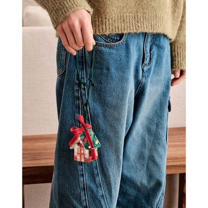 Whimsical Holiday Snowflake House Bag Charm