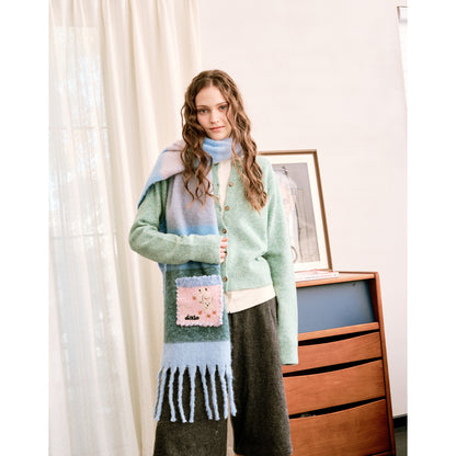 Graffiti Puppy Rainbow Mohair Scarf