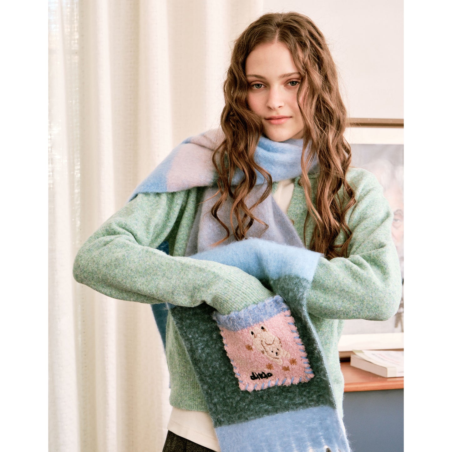 Graffiti Puppy Rainbow Mohair Scarf