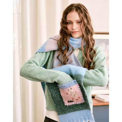 Graffiti Puppy Rainbow Mohair Scarf