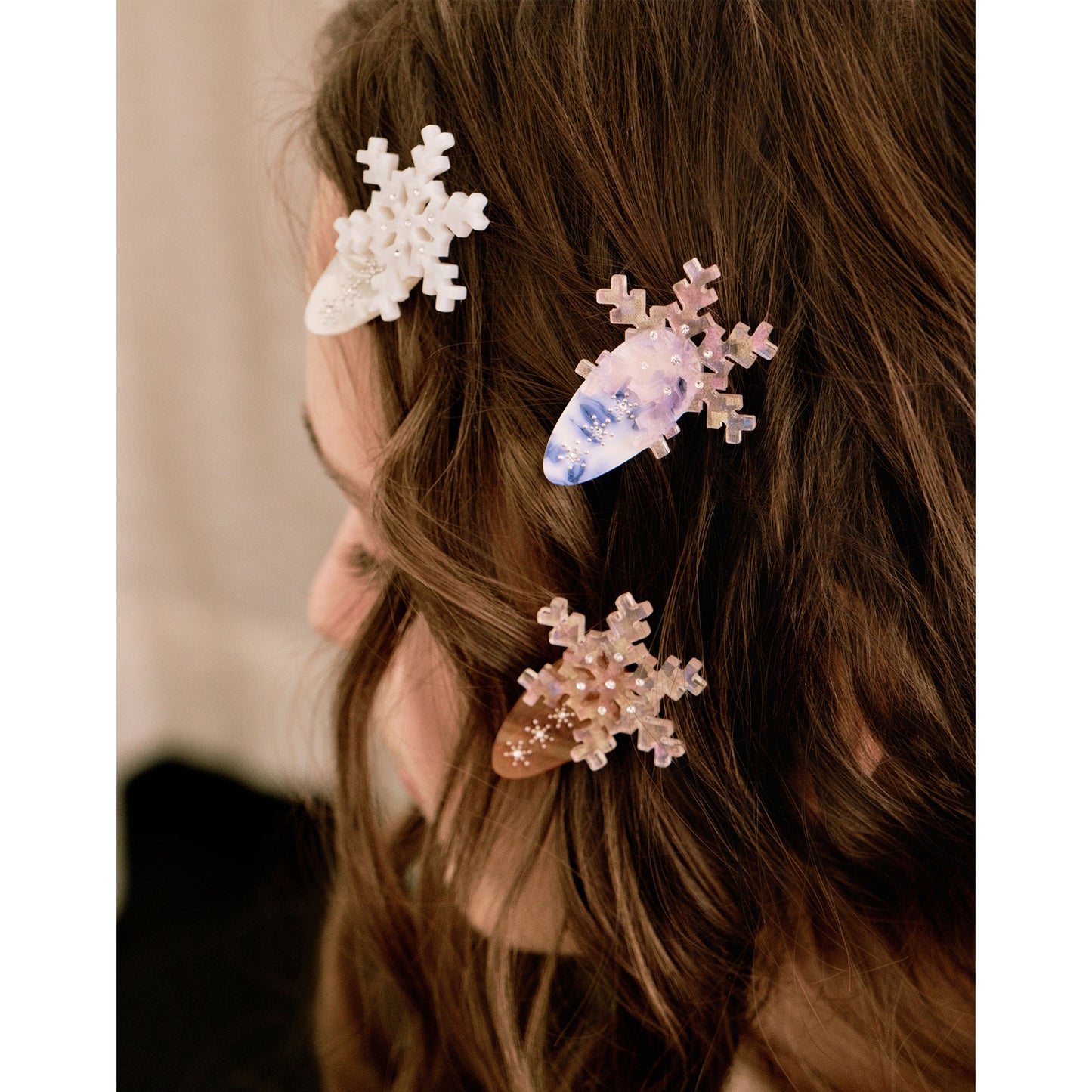 Whimsical Holiday Snowflake mini Waterdrop Hair Clip