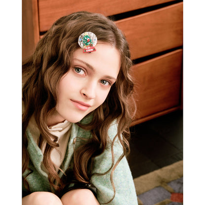 Warm Christmas Wishing Notes Colorful Snow Globe Hair Clip