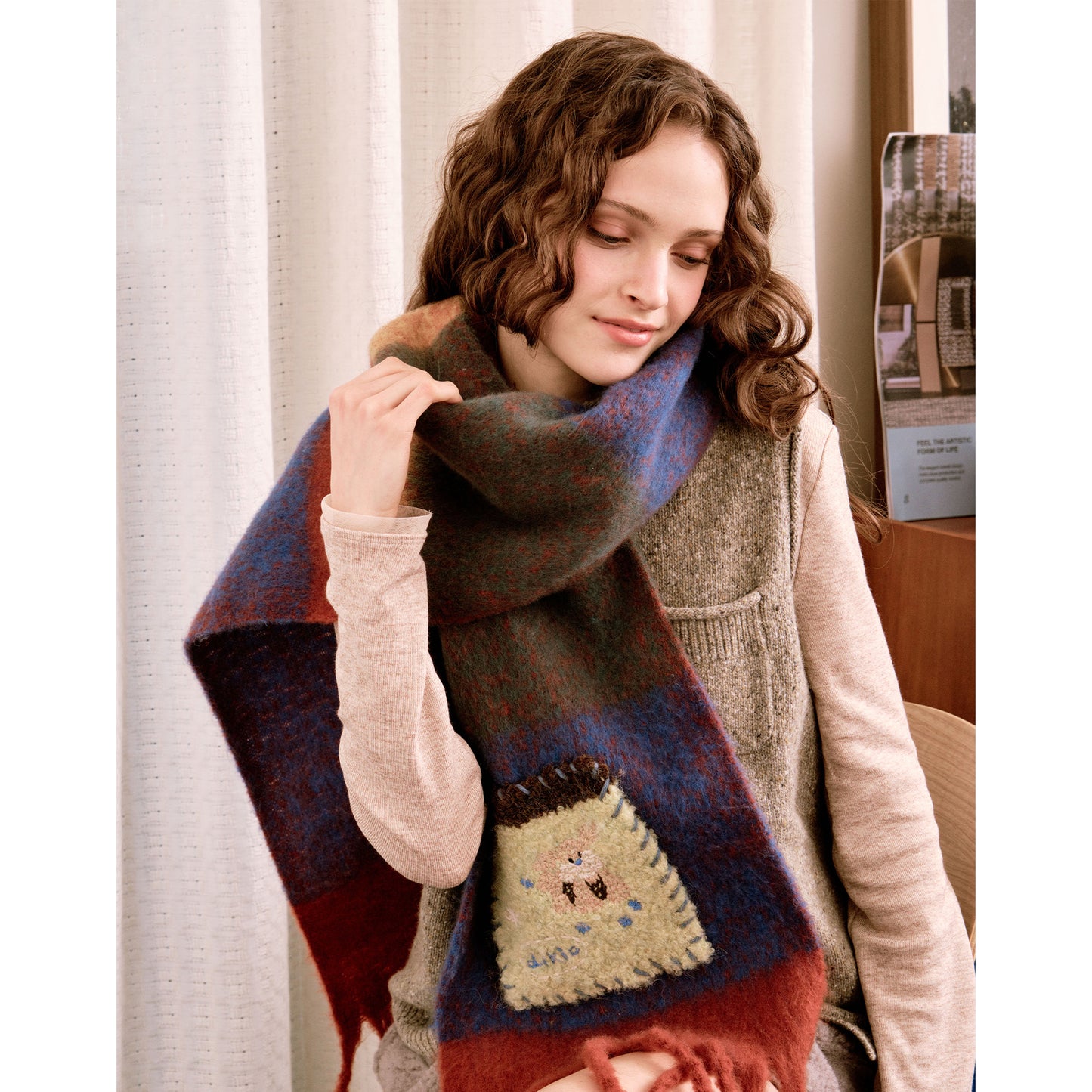 Graffiti Puppy Rainbow Mohair Scarf