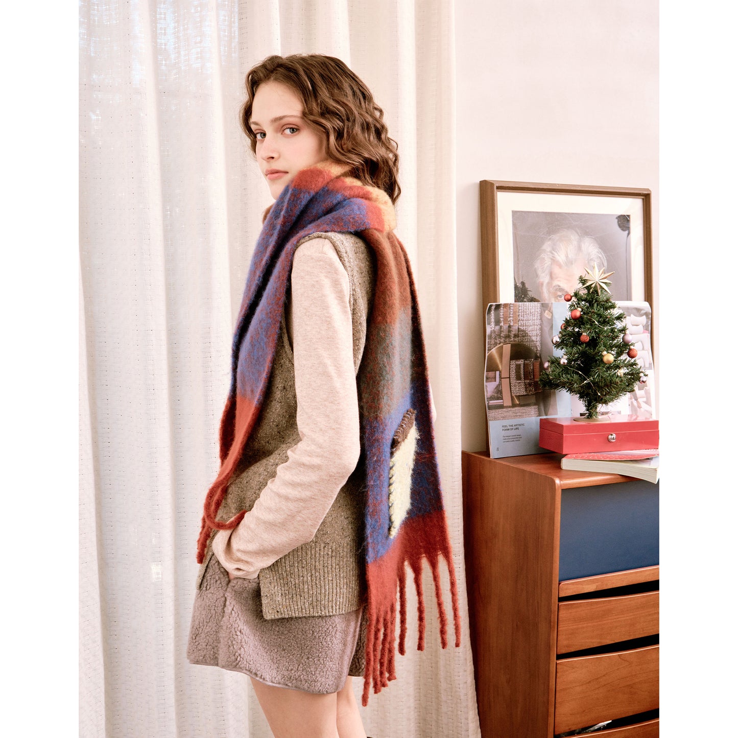 Graffiti Puppy Rainbow Mohair Scarf