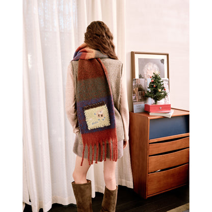 Graffiti Puppy Rainbow Mohair Scarf