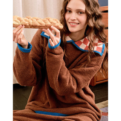 Button-Down High Neck Fleece Pajamas Set