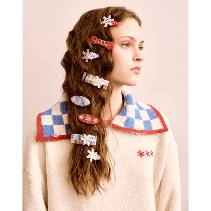 Whimsical Holiday Snowflake mini Waterdrop Hair Clip