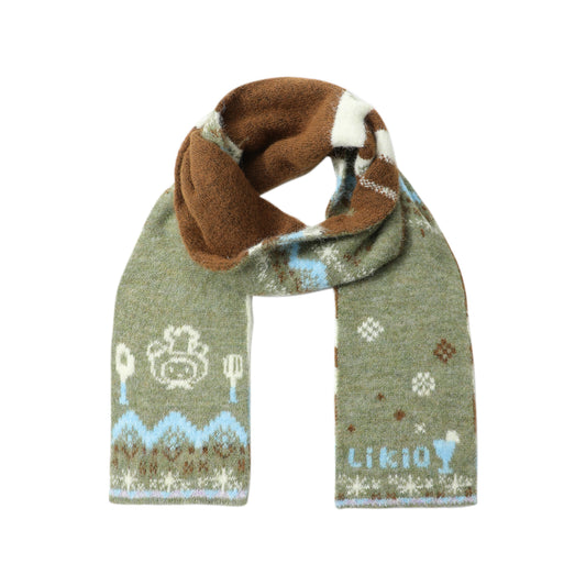 FuFu Bear Chef Fair Isle Jacquared Wool Scarf