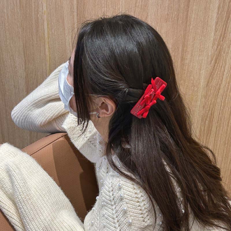 velvet Bow badge Side Hair Clip