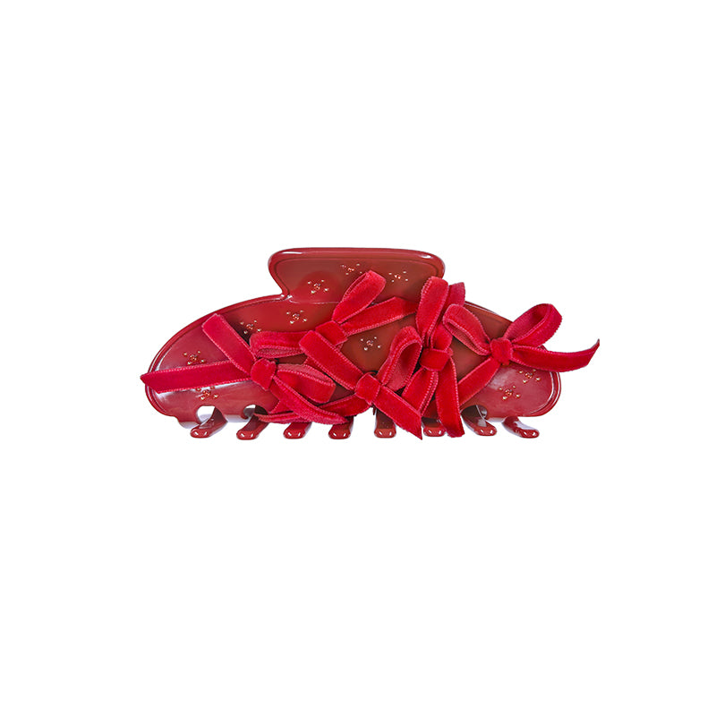 Flame velvet Bow Hair Clip