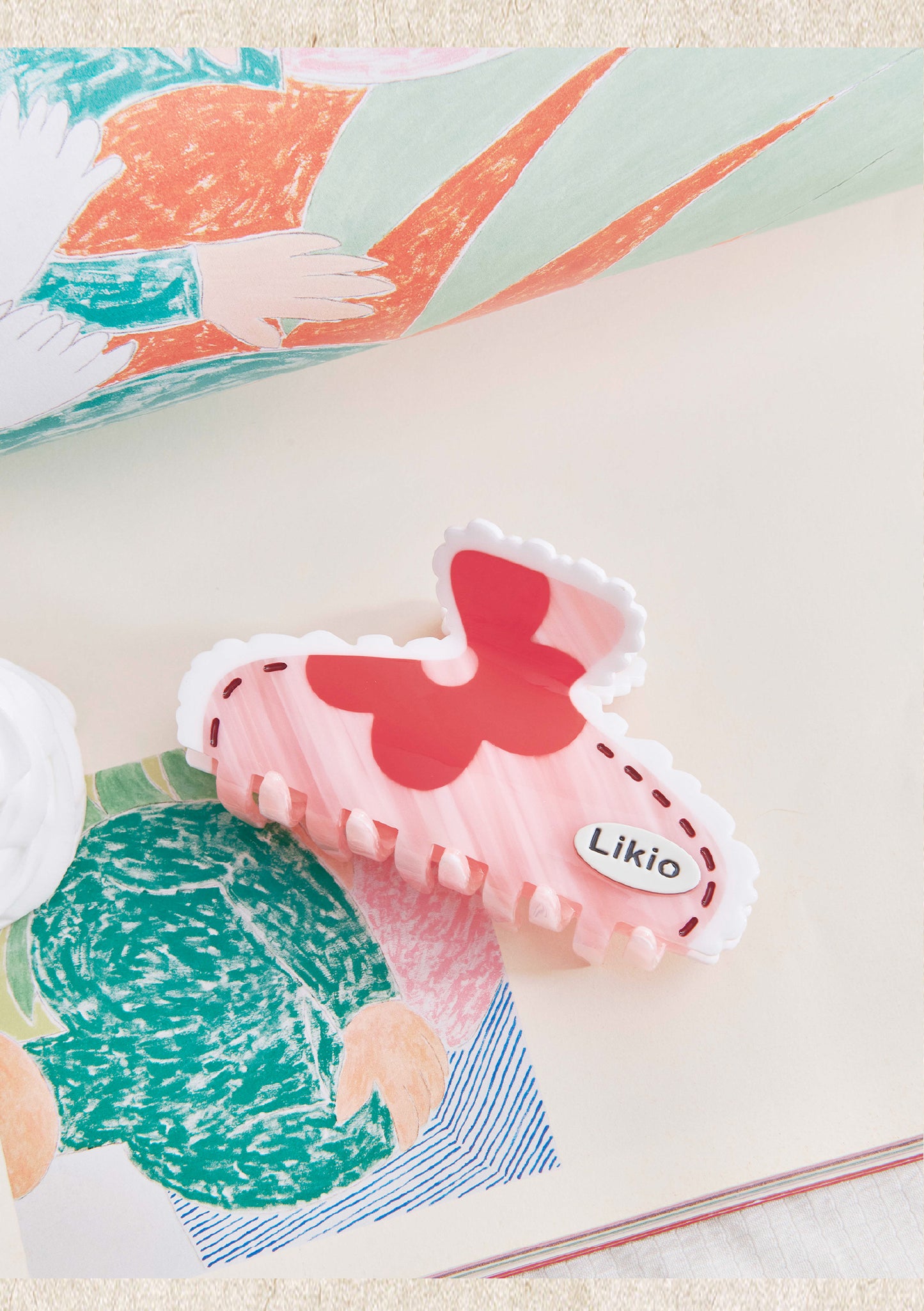 Likio x Xiaoxiao – Lace Edge Colorblock Hair Claw