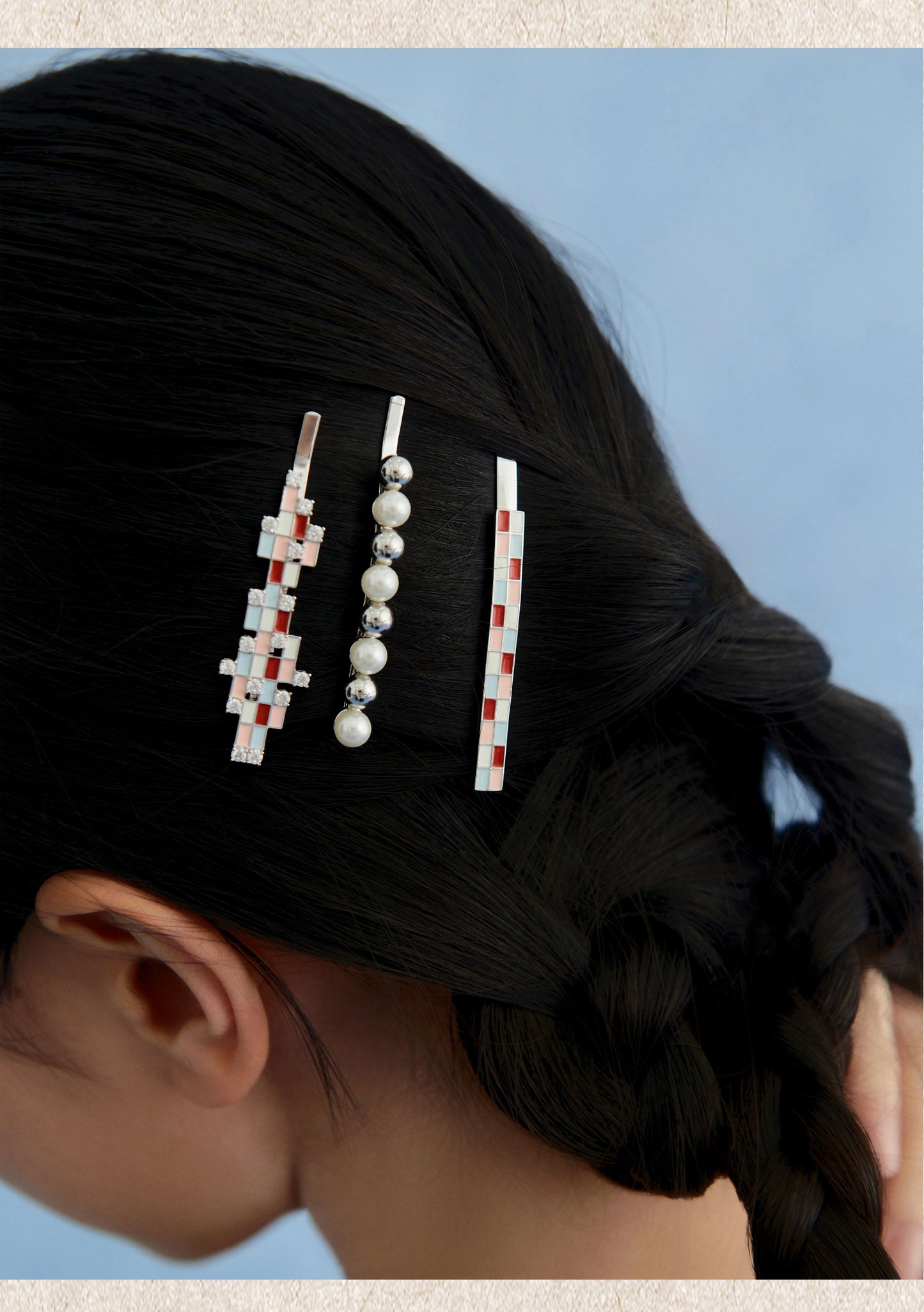 Likio x Xiaoxiao – Checkered Sugar Cube Enamel Hair Clip
