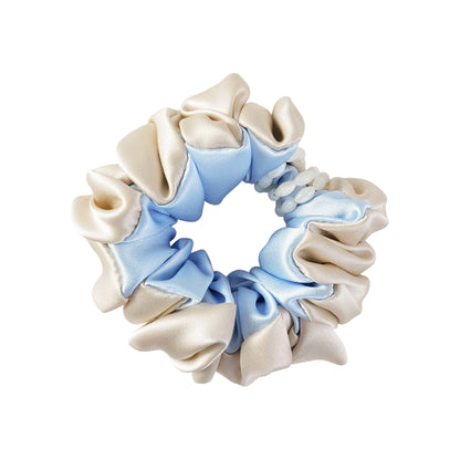 Likio Sea Dream Coral Silk Colourblock Beaded Scrunchie