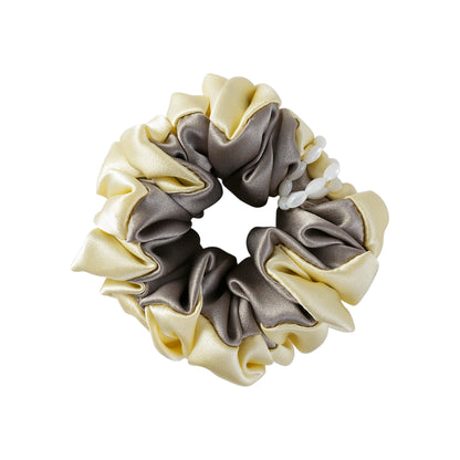 Likio Sea Dream Coral Silk Colourblock Beaded Scrunchie