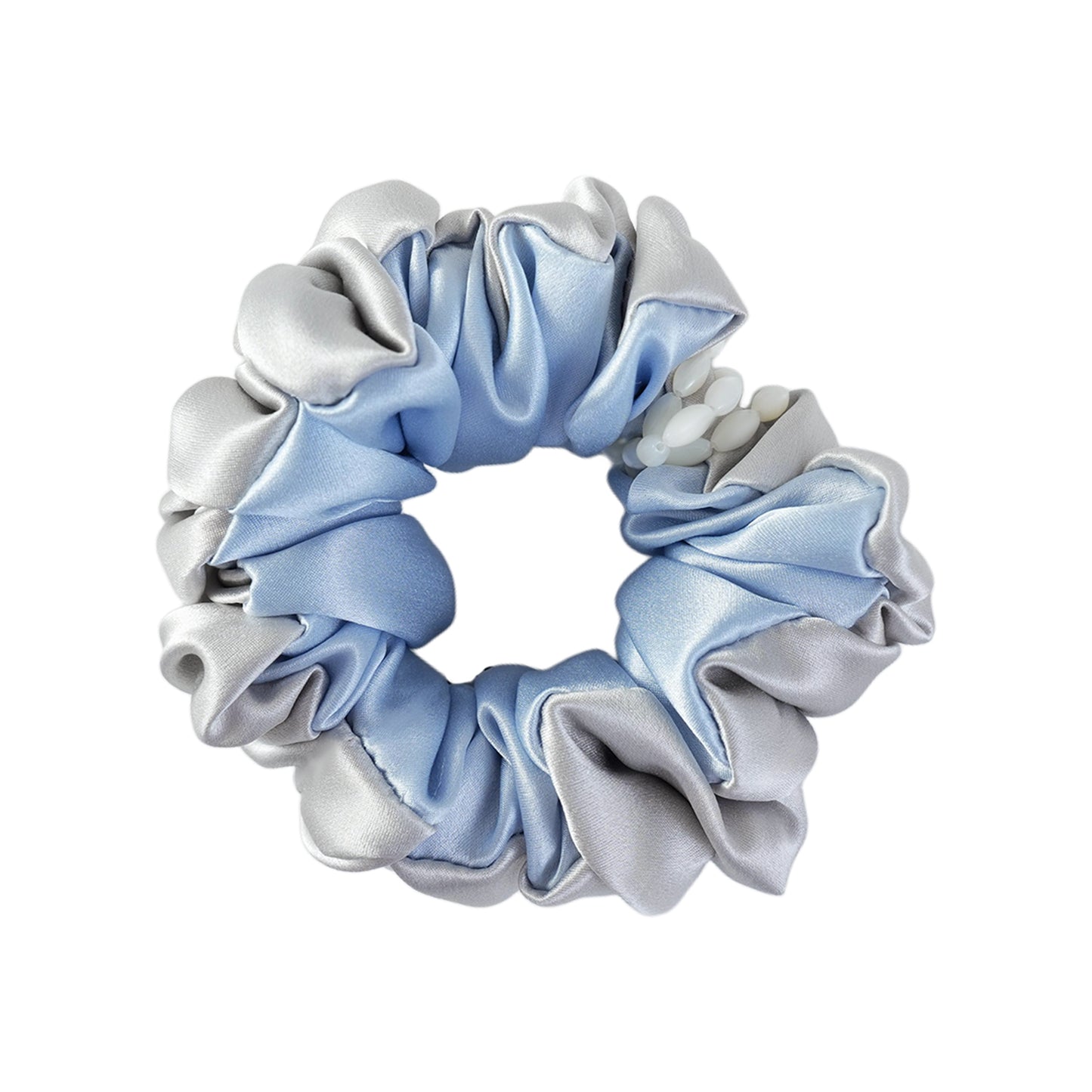 Likio Sea Dream Coral Silk Colourblock Beaded Scrunchie